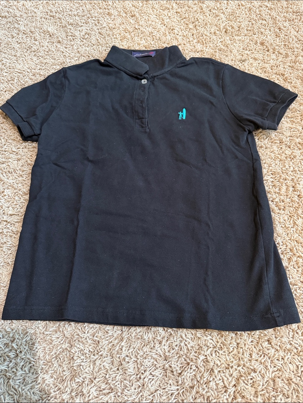 Johnnie-O Black Polo Shirt with Teal Logo